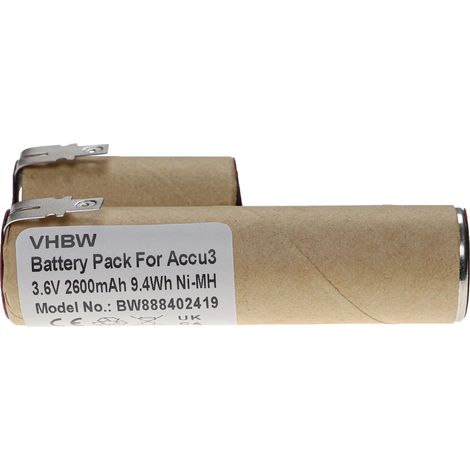 vhbw Batería compatible con Gardena podadera Accu3, cortadora césped Accu3, tijeras cortacésped Accu 3 (2600 mAh, 3,6 V, NiMH)