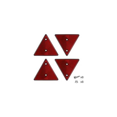 4 x Réflecteurs Arrière Rouges Triangle Réfléchissant Remorque Vis de Fixation Triangle Réflecteurs Arrière pour Poteaux Porte Caravane Mur Bateau Camion Tracteur