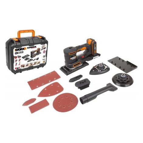 Lijadora multifunción Worx WX820 de 20 voltios y 5 en 1 con batería de 2 Ah para acabados y detalles.