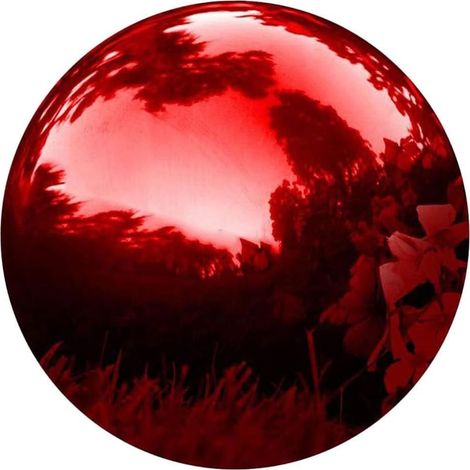 Boule de jardin en acier inoxydable - Réfléchissante - Rouge rubis - 150 mm - Poli brillant - Décoration de jardin - Décoration de table (1/5)