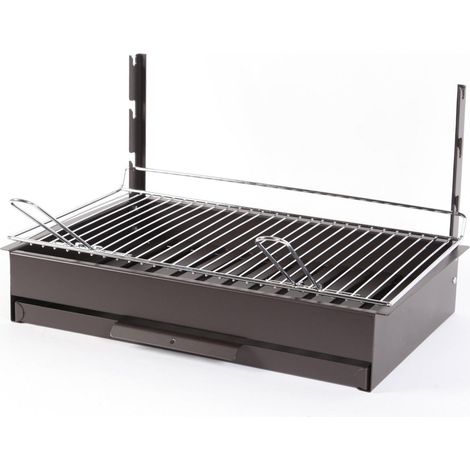 Le Marquier – Barbecue charbon Vulcain 61 x 33 cm – Acier époxy – Foyer horizontal avec grille réglable – Norme NF, Origine France Garantie (1/3)