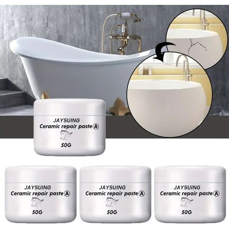 [JAMAIS UTILISÉ] Pâte de réparation de carreaux de céramique, 200g, Kit de réparation professionnel pour baignoire et douche, répare rapidement les fissures (1/4)