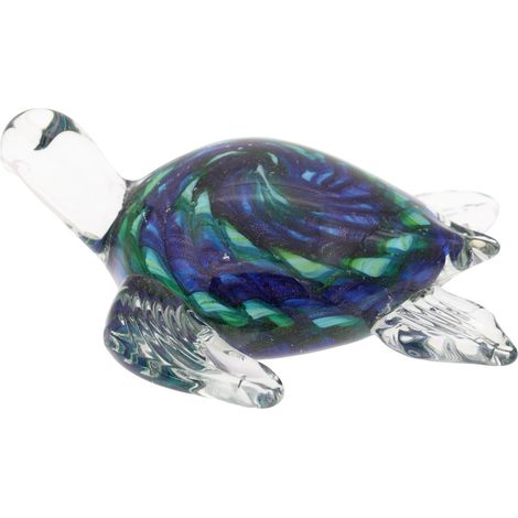Briefbeschwerer in Schildkrötenform aus blauem und grünem Glas – NEU