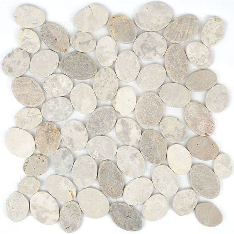 MOSAIQUE GALET SCIE MIX BEIGE 1 PLAQUE 30 x 30 CM CASA LINEA