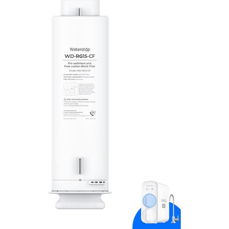 Waterdrop WD-G5P500-CF Filtre, Remplacement Pour le Système D'Osmose Inverse Sous-Evier WD-G5P500, Durée de vie de 6 Mois