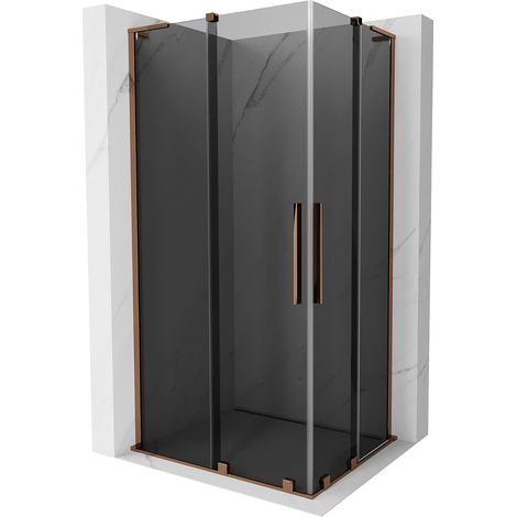 Mexen Velar L Duo cabina doccia scorrevole 100 x 90 cm, grafite, oro rosa - 871-100-090-02-43-60 (1/5)