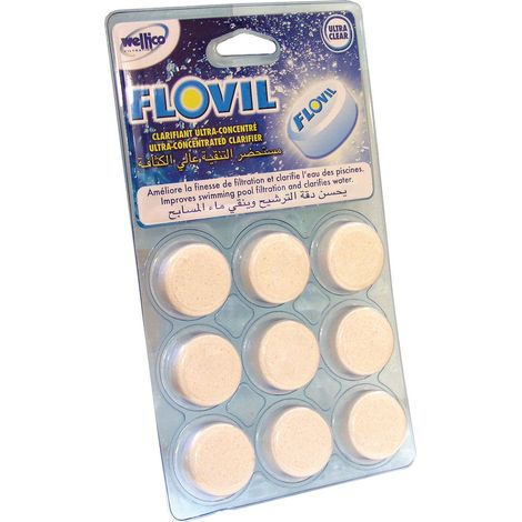 Clarifiant de piscine ultra concentré 9 pastilles – Action rapide – Compatible tous filtres – Optimise filtration jusqu’à 5 microns – Flovil