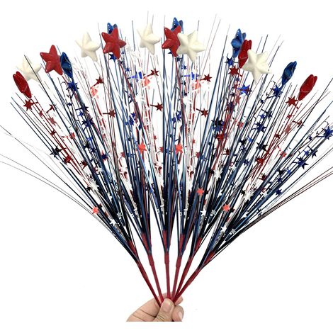 (6er-Pack) 6 Zweige der Amerikanischen Sternbeere, Dekoration für den Nationalfeiertag, blaue Sternbeerenzweige (1/2)