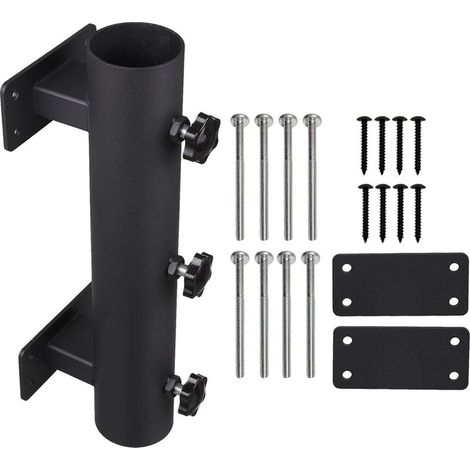 Pied de parasol - Pince de parasol extensible - Support de parasol de balcon - Pince de parasol de balcon - Pied de parasol - Support de parasol - Pince de balcon - Noir - Fer (1/4)