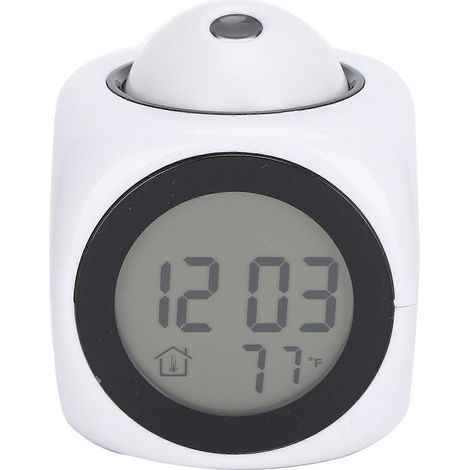 Réveil vocal rétroéclairé LCD, réveil silencieux décoratif avec fonction snooze, blanc. (1/5)