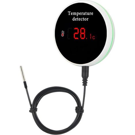 Tuya WLAN-Temperatursensor mit wasserdichter externer Sonde, intelligenter Temperaturmonitor mit hintergrundbeleuchtetem LCD-Bildschirm und Akku (1/5)