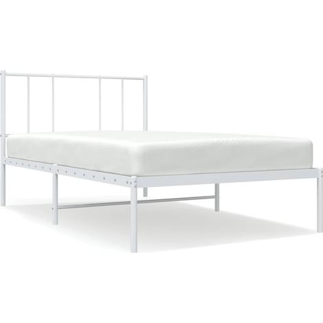 Maison Exclusive - Bettgestell mit Kopfteil Metall Weiß 100x200 c (1/5)
