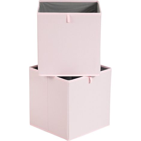 Lot de 2 cubes de rangement pliables, en tissu, Rose, 26,7 x 26,7 x 28 cm