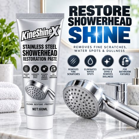 KineShineX Stainless Steel Shower Head Cleaning Paste - Removes Scratches and Renovates Stainless Steel Furniture, Faucets, and Sinks. (1/4)