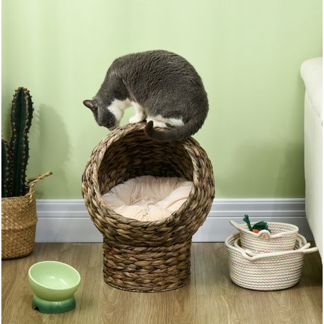 Cesta para gato de jacinto de agua con cojín extraíble, 40 x 37 x 51 cm HAVRYA (1/5)