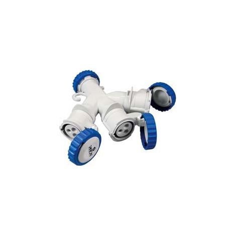 Adaptateur Industriel 220V Avec Prise Et 3 Prises Cee 309 Ip67 - 16A couleur bleu 73120 (1/4)