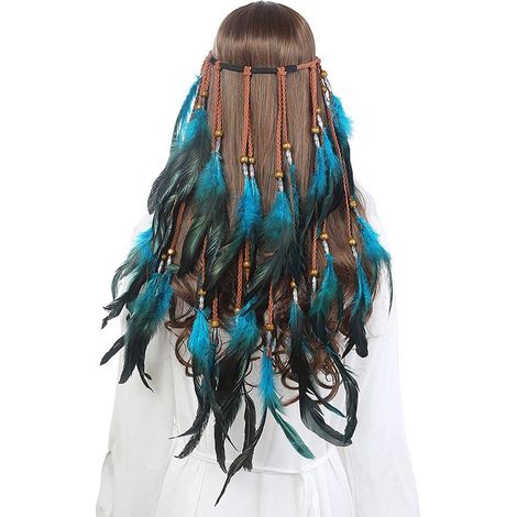 tocado de plumas, diadema, joyería de plumas, tocado boho con borlas (1/5)