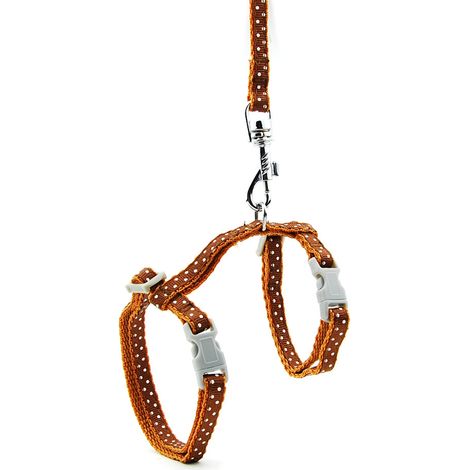 Geschirr mit verstellbarer Leine für Kaninchen, Katzen und Kätzchen. Verstellbares Halsband mit Leine für kleine Hunde. (1/4)