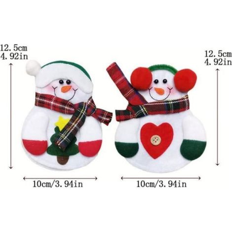 10PCS De Noël Argentier Costume Dîner Couverts Porte Bonhomme De Neige en Forme de Sacs Couteau Fourches Sac pour Décoration Table (1/4)