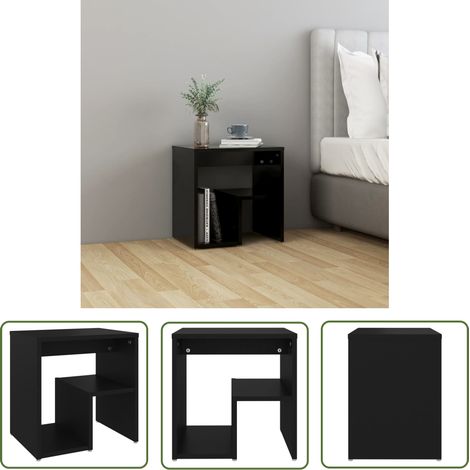 The Living Store Table de chevet noir 40x30x40 cm bois d'ingénierie - Table De Chevet - Meuble De Chambre - Table Nuit - Rangement - Design Moderne (1/5)