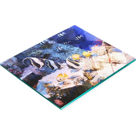 Tagliere e vassoio decorativo in vetro con motivo barriera corallina, 60x52 cm (1/5)