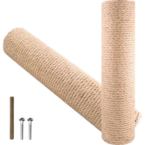 Lot de 2 colonnes à gratter Poteau De Rechange pour Arbre À Chat Poste Griffer Arbre Poteau Griffoir Corde Chanvre Chatons D'intérieur Grands Colonnes Vis Filetage Intérieur 7cm Diamètre Longeur 30cm (1/5)
