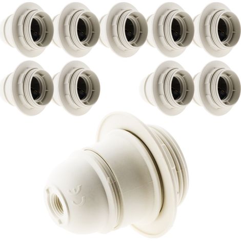 Zenitech – Lot de 10 douilles E27 avec bague – Couleur blanc – Courant 4A – Tension 250V – Pour installation sécurisée d'éclairages