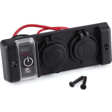 12V wasserdichter Zigarettenanzünder mit zwei USB-Steckdosen und Schalter für Auto, Wohnmobil, Boot und Schiff (1/5)