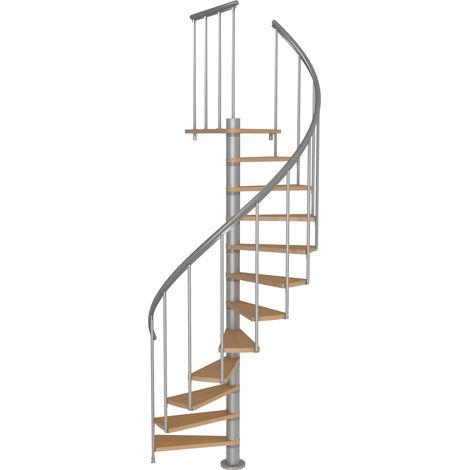 Deluxe 1400mm-Beech & Grey Spiral Staircase