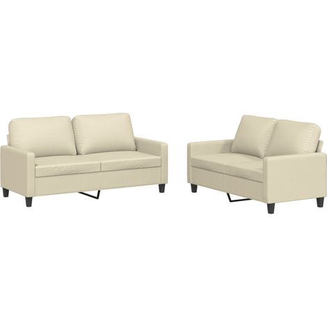 Maison Exclusive - Set di Divani 2 pz con Cuscini crema in Similpelle