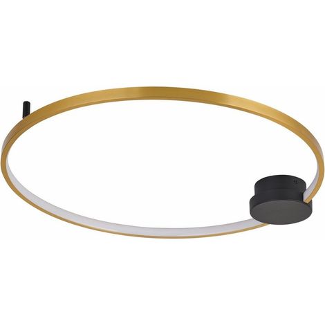 Plafonnier LED moderne anneau noir-or 60cm 24W Reality (1/3)