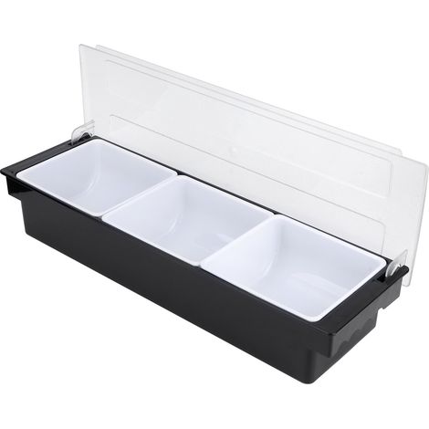 Gewürzbox mit Deckel, Bar-Gewürzhalter, Obstbehälter, Spender, Zubehör für Milchtee-Läden, 3 Fächer (1/5)