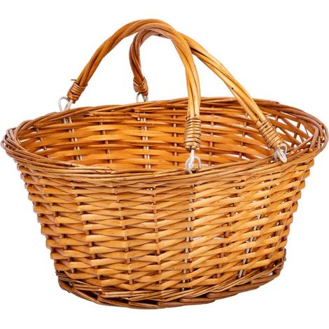 Cesta de mimbre asa abatible marrón 35x28x30 (1/5)