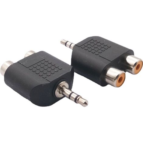 Stereo audio converter 3.5 mm male to 2 RCA female dual 3.5 mm to 2 RCA female jack 3.5 mm 1 to 2 RCA splitter. (1/5)