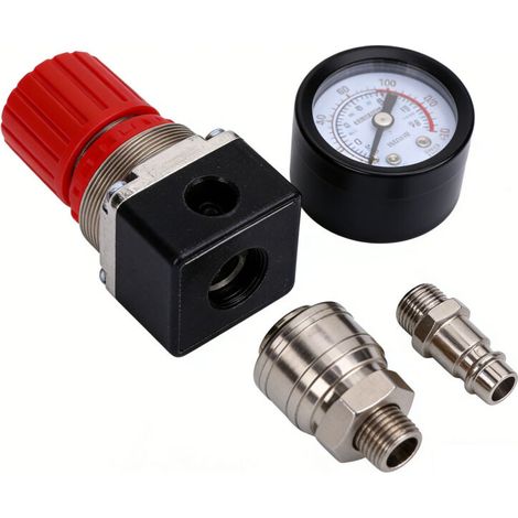 Valvola di controllo pressostato per compressore d'aria generico regolabile da 175 PSI, regolatore di alta qualità con manometro, adatto per uso in officina -Crezuo