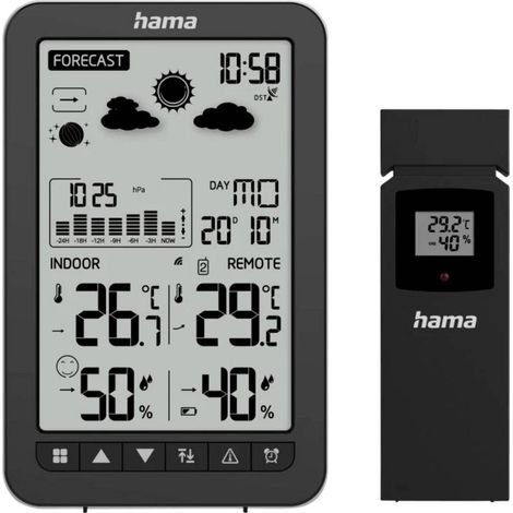Hama Wetterstation Ko Samui, mit Außensensor, Funk, Wecker, Schwarz 00222219 Stazione meteo digitale senza fili