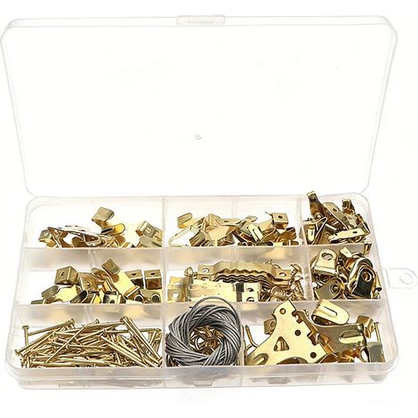 Set mit 250 Bilderrahmen-Aufhängehaken – goldfarben – europäischer Stil – unsichtbare Nägel – Wandnägel – doppelseitig gezahnte Nägel (1/2)