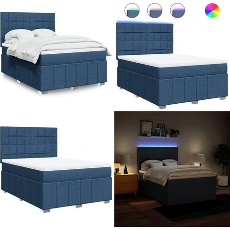 vidaXL Sommier à lattes de lit avec matelas Bleu 160x200 cm Tissu (1/5)