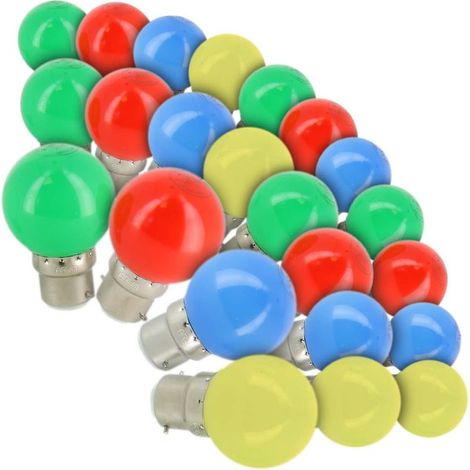 Filiyano-Lot de 24 ampoules LED B22 de 1 W, guirlandes lumineuses d'extérieur, lumières LED colorées pour Noël, arbres, veilleuses de fête féérique (1/5)