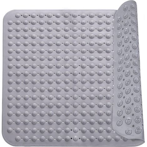Tapis de Douche antidérapant,3668cm, avec Ventouse, Lavable en Machine, carré, Gris