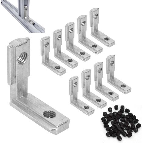 10PCS Profile Aluminium Corniere, Fente d'Angle Intérieure 6 EU-2020 Profilé en Aluminium Avec Vis, Corniere 90°Angle Interne Rainure en T Supports de Raccord d’angle Intérieur (1/5)