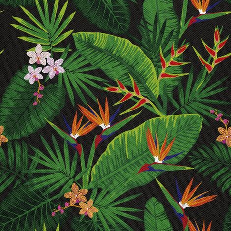 Telas decorativas para exteriores estilo oxford con estampado de selva tropical. (1/5)