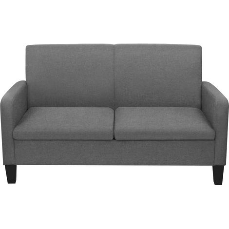 Canapé droit fixe 2 places, Canapé de relaxation Meuble de Salon, 135 x 65 x 76 cm Gris foncé OIB1850E (1/4)