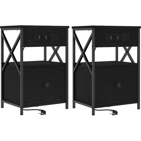 Maison Exclusive - Nachttisch 2 pcs Schwarz Eichen-Optik 40 x 31