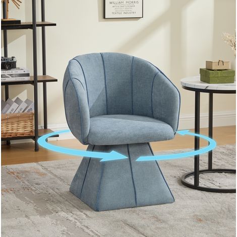 Poltrona girevole in chenille blu per camera OKMYHOME (1/5)