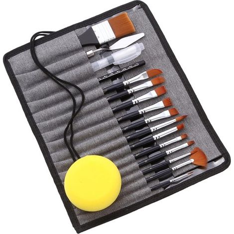 18-teiliges Pinsel- und Paletten-Geschenkset mit Leinwandrolle (1/5)