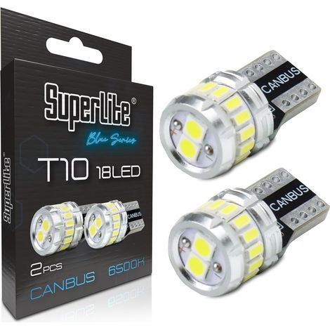 Pack of 2 T10 bulbs, 18 LEDs, CanBus technology, 6500K, for cars and trucks (1/5)