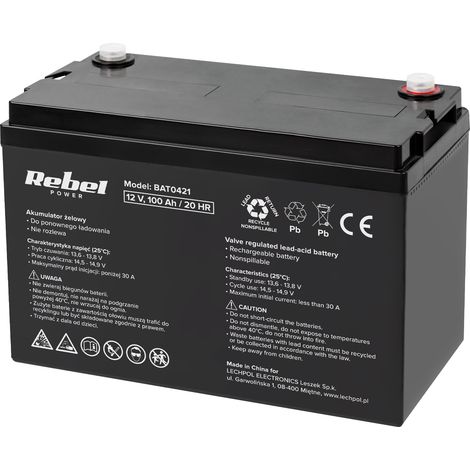 Batteria al gel Rebel da 12V 100Ah per alimentatori UPS (1/5)
