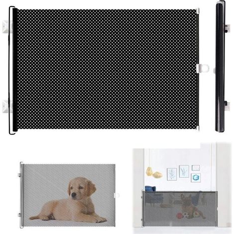Barrière de sécurité rétractable pour petits animaux – Hauteur 40 cm, longueur 125 cm – Installation facile, métal et nylon – Pour escaliers et portes