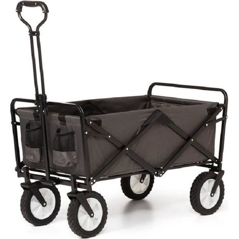 MaxxGarden Carro de jardín - Carro de playa - Carro de mano - Carro de transporte DIY - 98x53x64 cm - Ruedas giratorias - Antracita (1/5)
